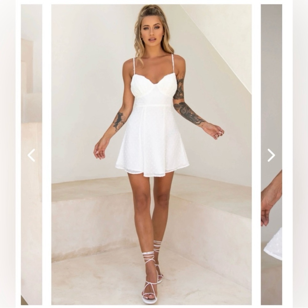 Selfie Leslie Good Morning Angel White Ruched Bust A-Line Dress